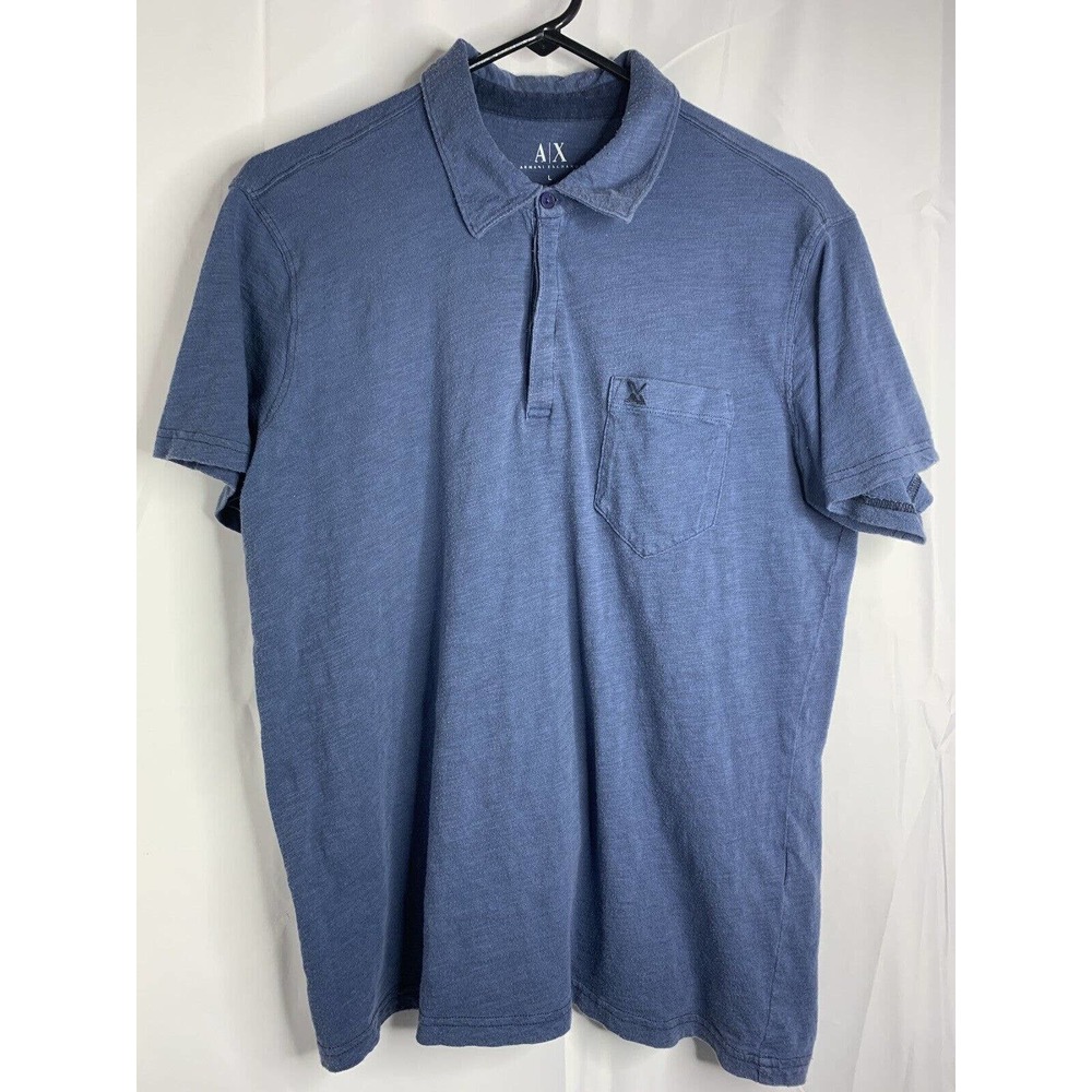A|X Armani Exchange Polo Shirt Mens Size Large Blue Casual Color Block Golf